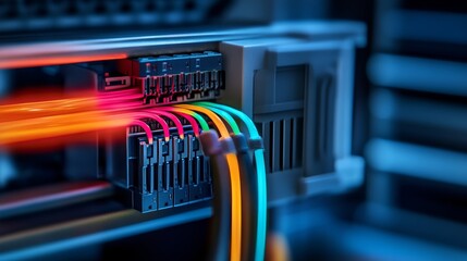 Detailed thermal image of electrical wiring inside a panel, showing temperature variations.