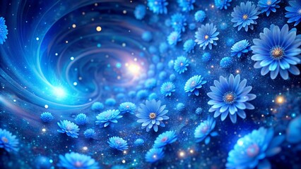 Fototapeta premium Celestial Blue Bloom: A Galaxy of Flowers AI Generated