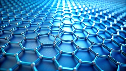 Fototapeta premium Ethereal Blue Graphene: A Symphony of Interconnected Hexagons AI generated