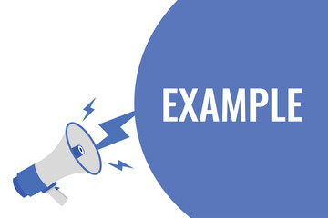 example button, banner, label, template for website. example text with colorful megaphone icon 
