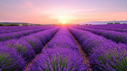 Lavender field at sunset.