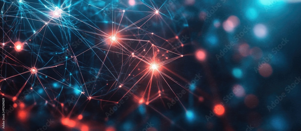 Poster abstract background of computer technology with visual network connections