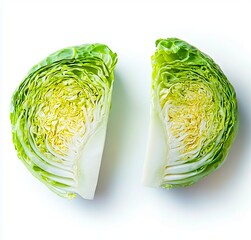 Obraz premium A close up of two pieces of lettuce on a white surface