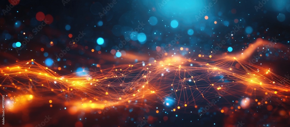 Poster abstract technology background featuring scientific elements showcasing network and connection conce