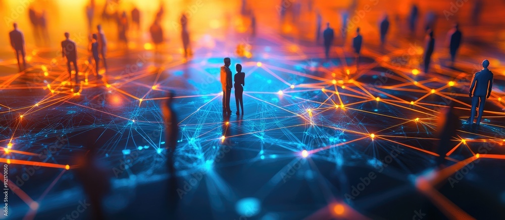 Poster career opportunities in business and technology networking concepts in 3d illustration
