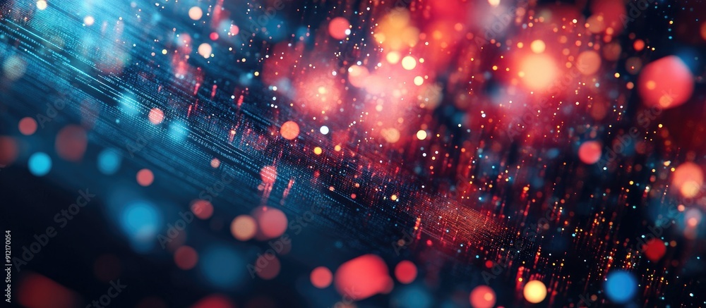 Poster cinematic abstract bokeh particle effects for digital technology and event trailers