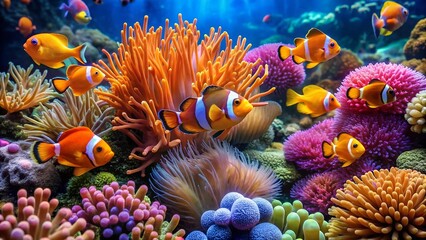 Vibrant Reef Harmony: A Symphony of Colors in the Coral Sea  AI generated