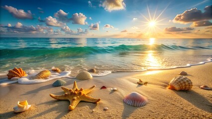 Sun-Kissed Seashells and Salty Air  Generative AI