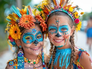 Obraz premium Day of the Dead Celebration Joyful Kids