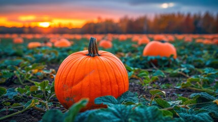 Golden Hour Pumpkin Patch Sunset