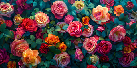 Colorful roses background