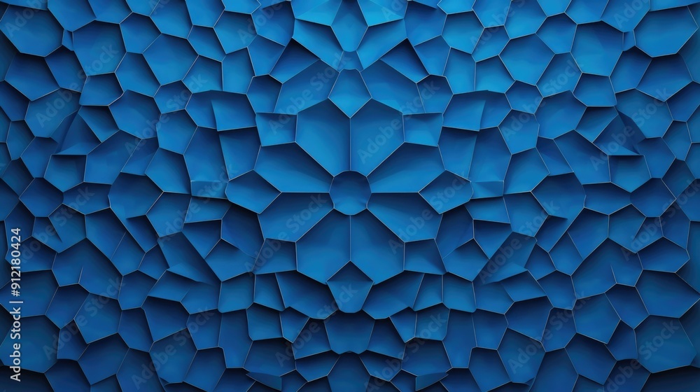 Poster mesmerizing 3d geometric patterns with intricate hexagonal designs in vibrant blue tones creating a 