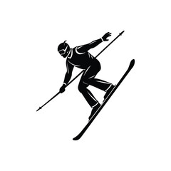 Creative Ski Man Playing Silhouette Vector Art