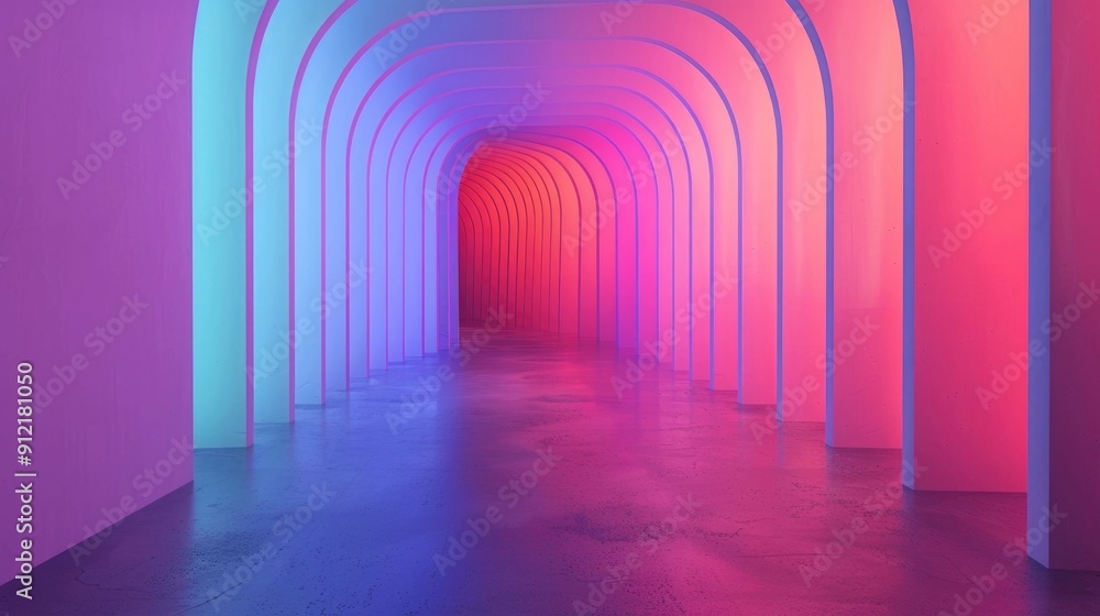 Aufkleber captivating luminous passageway of changing dimensional shapes and vibrant colors an immersive inter