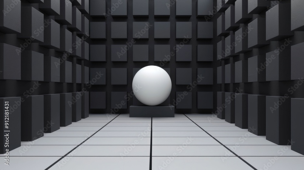 Poster an abstract minimalist 3d depicting a geometric cube grid structure that appears to dynamically adap