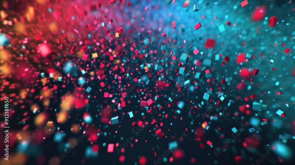 Poster mesmerizing kinetic typography backdrop with dynamic dimensional particles in vibrant spectrum of co