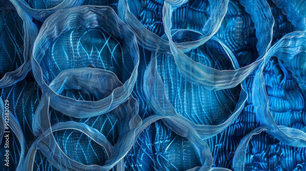 Aufkleber abstract blue ribbons texture background - a close-up abstract image of blue ribbons intertwined, cr