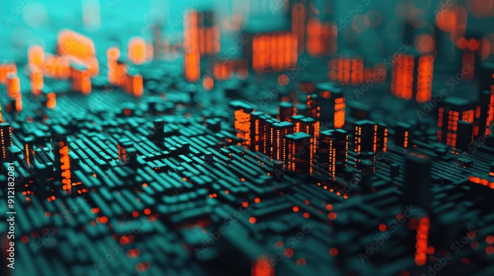 Poster dynamic spatial mapping in a futuristic urban landscape a digital showcasing a complex data driven c