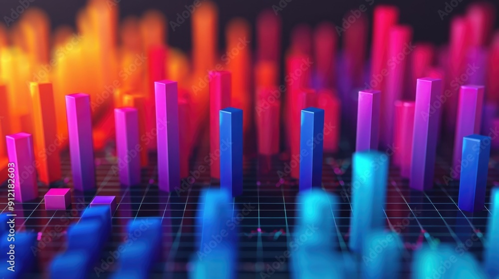 Fototapete Vibrant Dimensional Data Visualization with Dynamic Interactive Elements   An abstract rendering showcasing a futuristic multi dimensional data representation with colorful