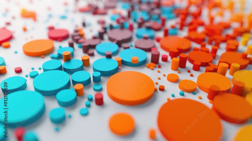 Poster vibrant and dynamic dimensional data visualization with interactive geometric shapes and patterns ab