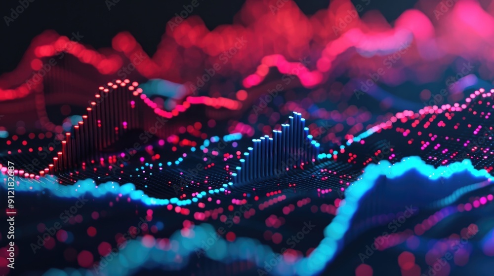 Poster visually captivating abstract data visualization showcasing dynamic dimensional patterns geometric s