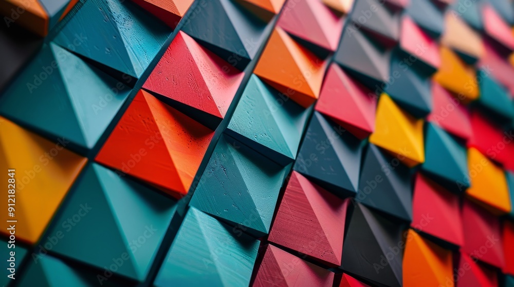 Poster abstract colorful triangle pattern background - a vibrant and dynamic background featuring a close-u