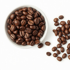 Naklejka premium Coffee beans, on white background