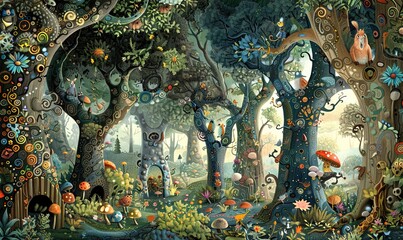 Fototapeta premium Green Wilderness Create Realistic Art Depicting Lush Forest Scenes Generate AI
