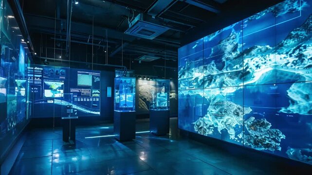 Interactive  Digital  Map  Exhibit  in Modern Gallery