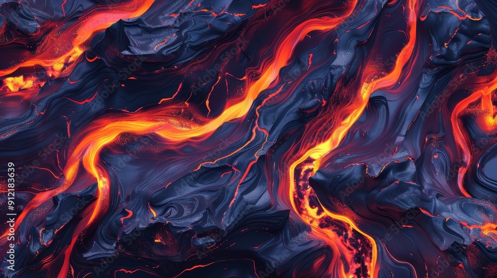 Poster abstract lava flow - fiery and serene - this abstract image captures the mesmerizing flow of lava, s
