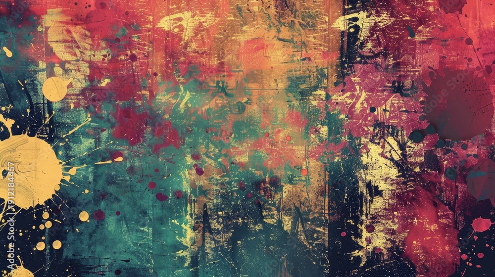 Poster abstract splashes of color on textured background - this abstract image showcases a vibrant blend of