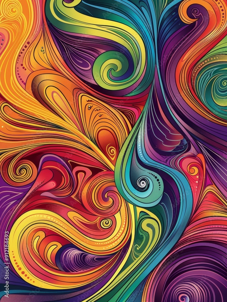 Poster abstract swirls of color - vibrant rainbow pattern - this abstract design features vibrant swirls of
