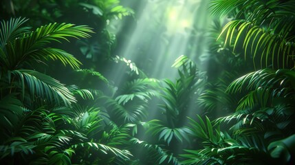 Sunlight Through Lush Jungle Foliage