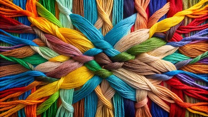 A Visual Representation of Teamwork: Interwoven Threads of Diverse Colors and Textures  Generative AI