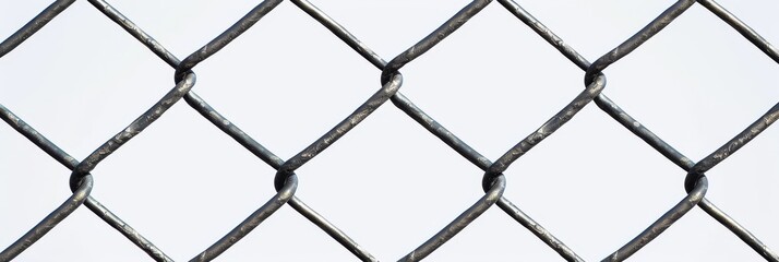 Fototapeta premium Chain Link Fence Texture - Seamless Pattern for Design - A close-up of a chain link fence, showcasing the intricate woven pattern of metal wires. The image emphasizes the diamond shapes, texture, and 