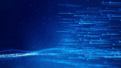 Futuristic digital network and technology background with abstract blue light patterns.
