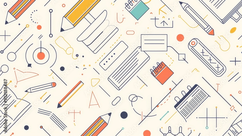 Poster colorful abstract pattern with education and learning symbols - this abstract pattern symbolizes edu