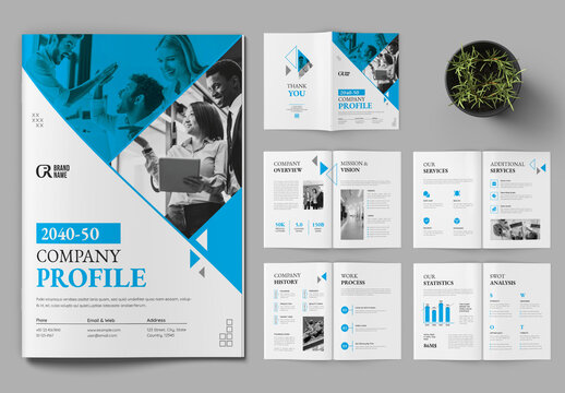 Company Profile With Blue Accent