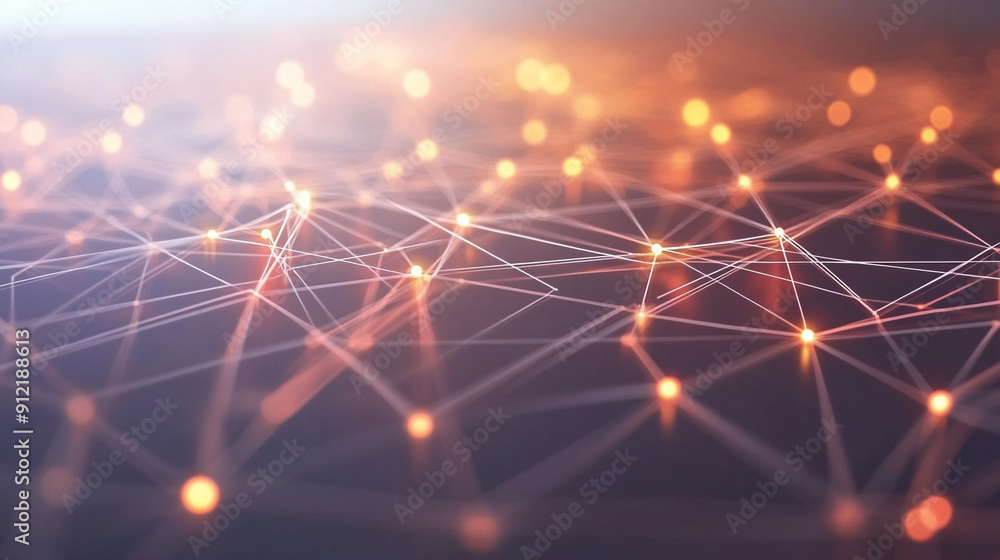 Wall mural abstract digital network technology background. intricate lines and dots creating a glowing abstract