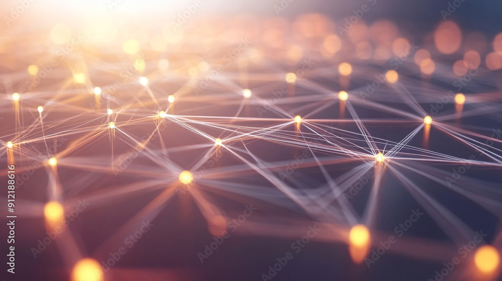 Wall mural abstract digital network technology background. intricate lines and dots creating a glowing abstract