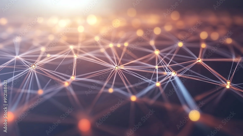 Poster abstract digital network technology background. intricate lines and dots creating a glowing abstract