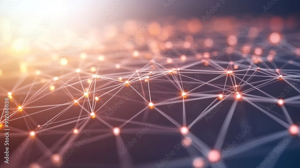 Wall mural abstract digital network technology background. intricate lines and dots creating a glowing abstract