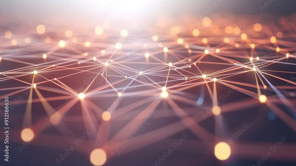 Wall mural abstract digital network technology background. intricate lines and dots creating a glowing abstract