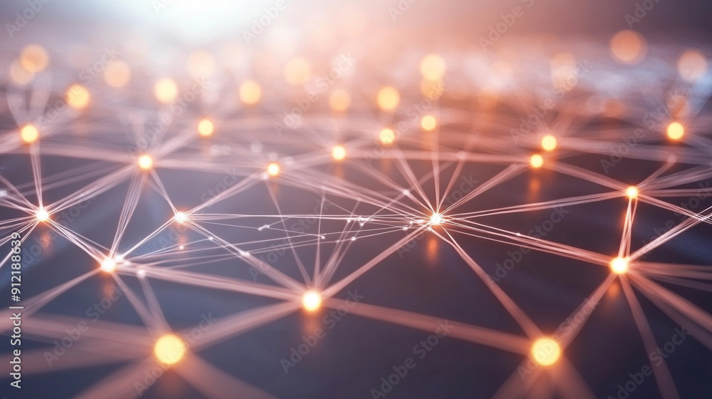 Wall mural abstract digital network technology background. intricate lines and dots creating a glowing abstract