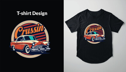 Vintage Style classic car illustration t-shirt design