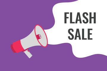 flash sale button, banner, label, template for website. flash sale text with colorful megaphone icon
