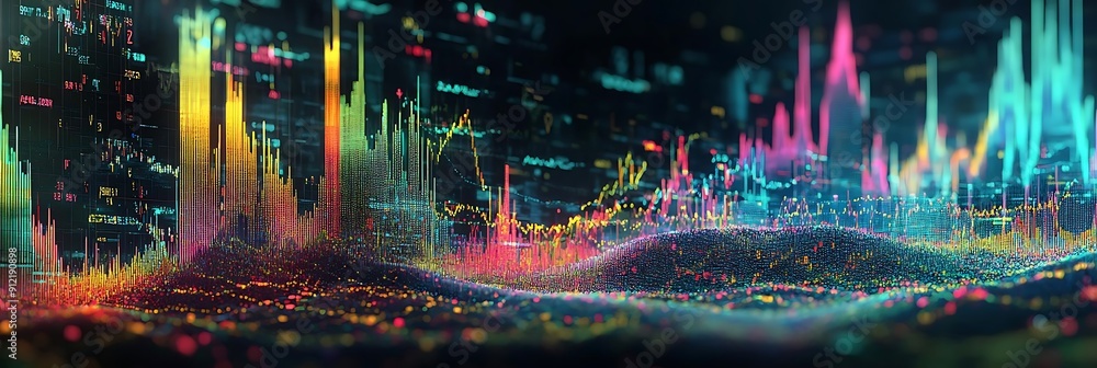 Poster Abstract 3D Background with Colorful Data Visualization