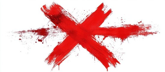Red Cross Brushstroke on White Background