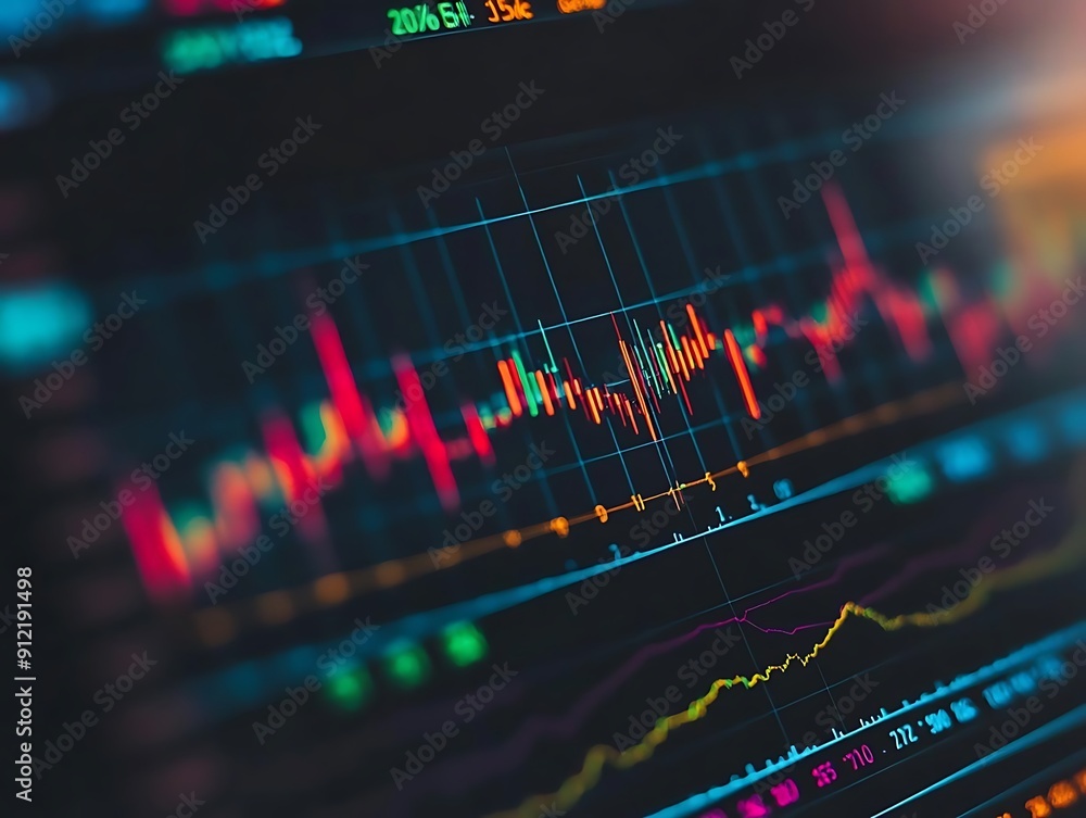 Poster abstract stock market data chart on a computer screen