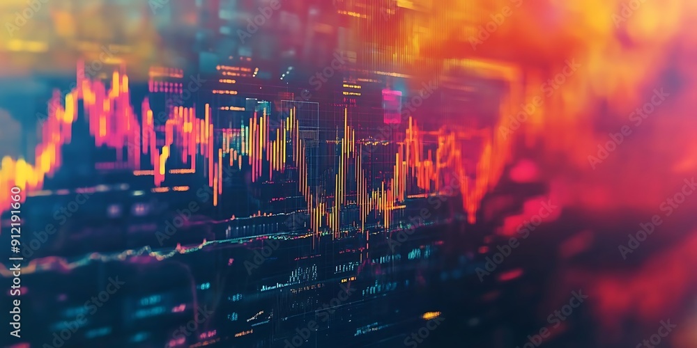 Poster abstract background with colorful data and charts - digital art